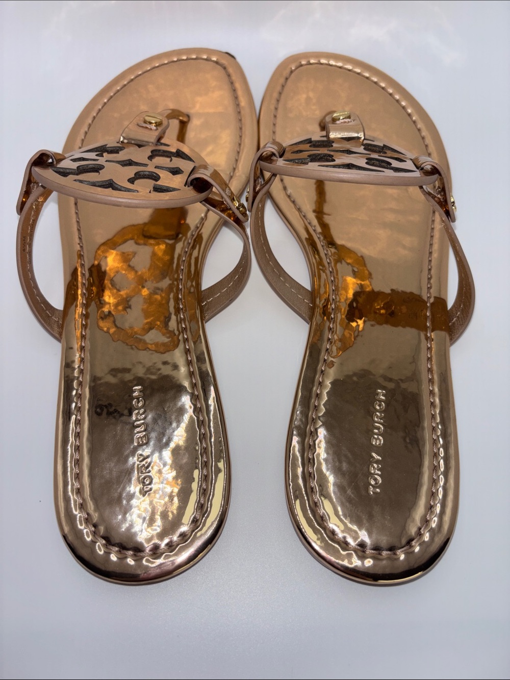 Tory Burch Metallic Rose Gold Metallic Miller Thong Sandals - Picture 5 of 11